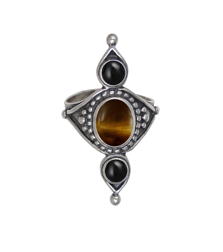 Sterling Silver Royal Ring With Tiger Eye Size 6